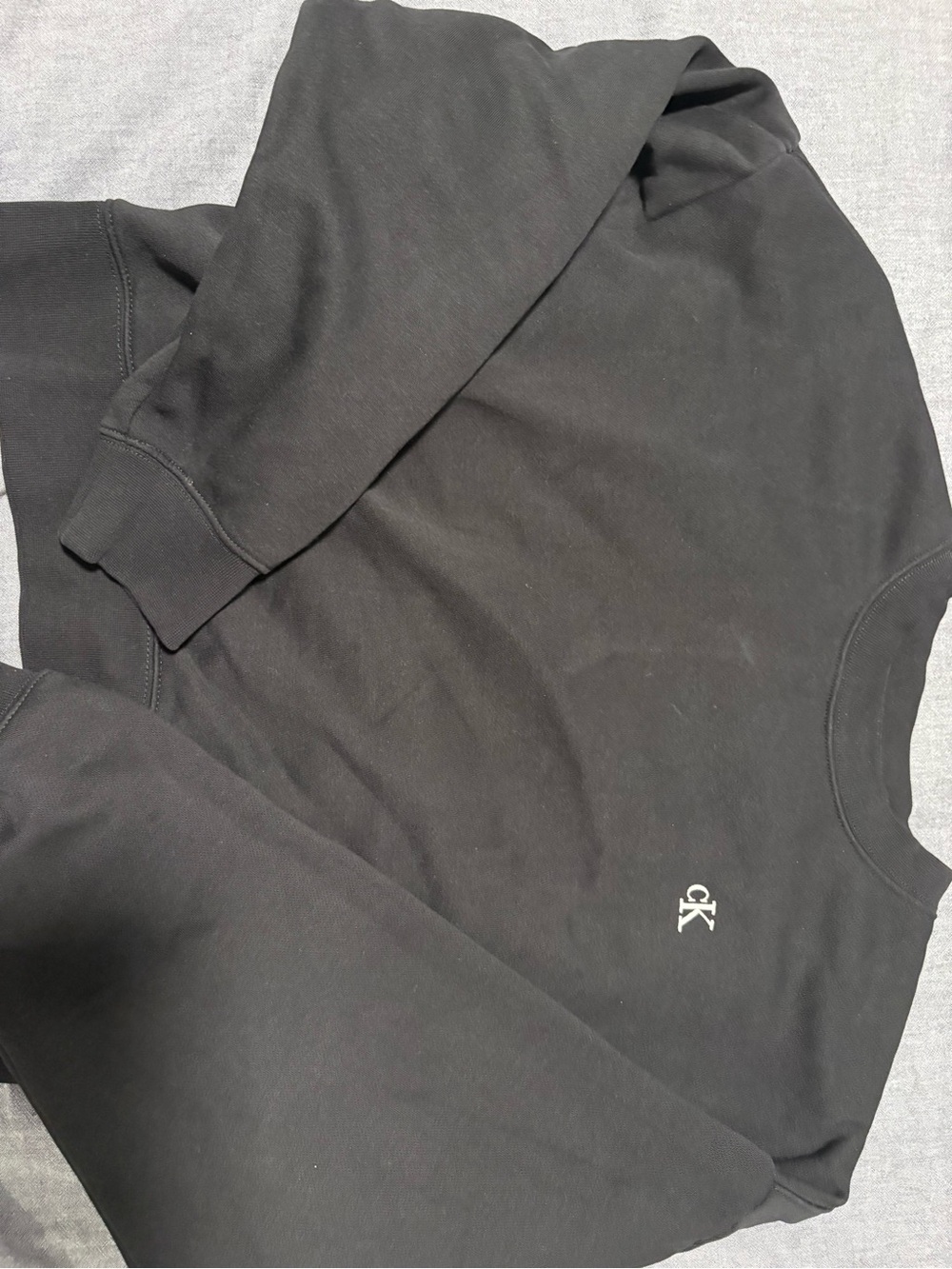 Calvin Klein Black Pullover Sweatshirt with Small CK Emblem